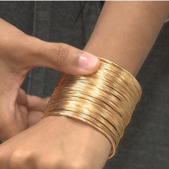 💖 2/$30 Women's Gold plated ethnic boho multi strands wide cuff wrist Bracelet - Picture 16 of 16